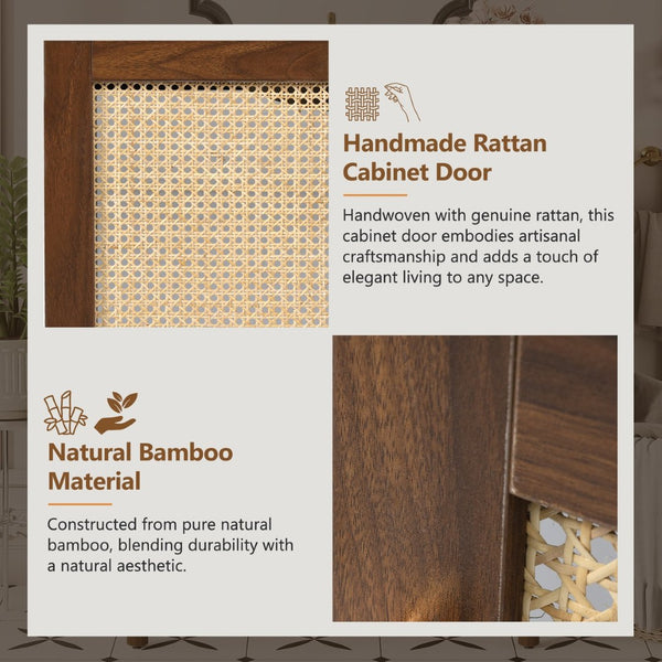 English Elm [video]30-inch Bathroom Vanity Bamboo Woven Doors Walnut Mdf Soft Close Gold Hardware N729P285517W