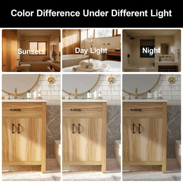 English Elm 30 Inch Acacia Wood Bathroom Vanity with Soft Close Doors Flip Drawer and Adjustable Shelf N729P338550N