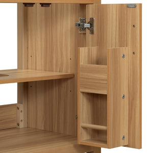 English Elm 24 Inch Freestanding Bathroom Vanity Solid Wood Frame Ceramic Sink Soft Close Storage N729P338553N