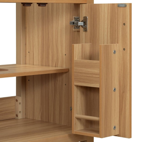 English Elm 24 Inch Freestanding Bathroom Vanity Solid Wood Frame Ceramic Sink Soft Close Storage N729P338553N