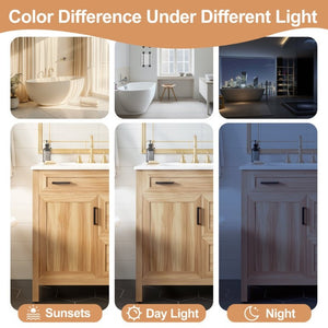 English Elm 30 Inch Acacia Wood Bathroom Vanity with Ceramic Sink Soft Close Drawers Modern Style N729P338555N