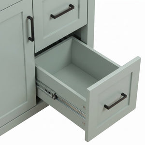 English Elm Video 30 Inch Sage Green Bathroom Vanity Solid Wood Frame Ceramic Sink Soft Close Storage N729P338555S