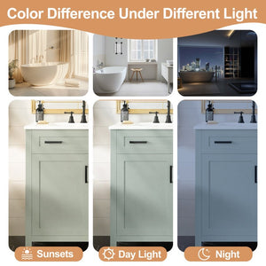 English Elm Video 30 Inch Sage Green Bathroom Vanity Solid Wood Frame Ceramic Sink Soft Close Storage N729P338555S