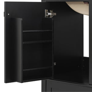 English Elm 30 Inch Freestanding Bathroom Vanity Solid Wood Frame Ceramic Sink Soft Close Storage Black N729P370363B
