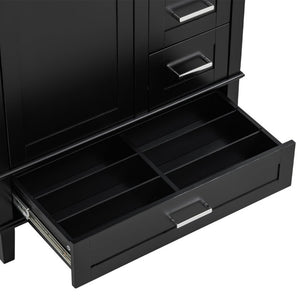 English Elm 30 Inch Freestanding Bathroom Vanity Solid Wood Frame Ceramic Sink Soft Close Storage Black N729P370363B