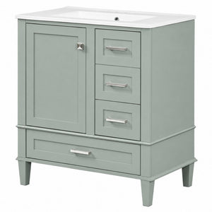 English Elm 30 Inch Bathroom Vanity with Undermount Sink Solid Wood Frame Soft Close Storage N729P370363F