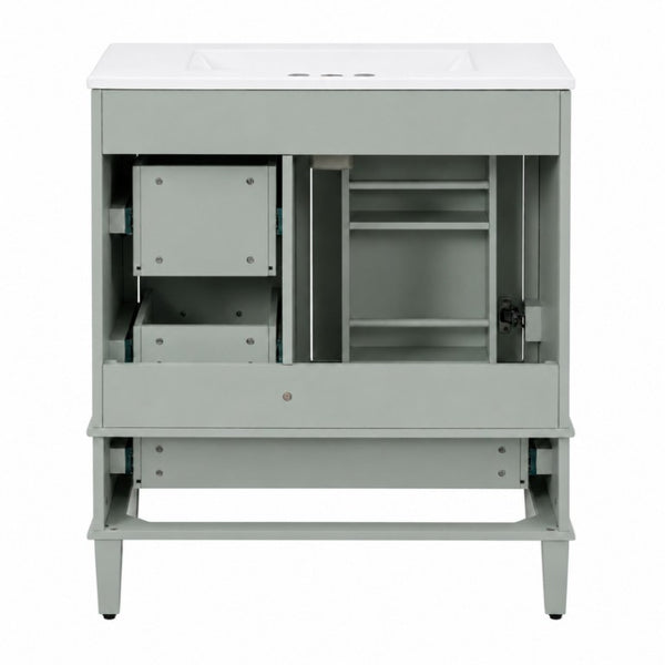 English Elm 30 Inch Bathroom Vanity with Undermount Sink Solid Wood Frame Soft Close Storage N729P370363F