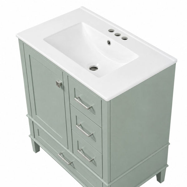 English Elm 30 Inch Bathroom Vanity with Undermount Sink Solid Wood Frame Soft Close Storage N729P370363F