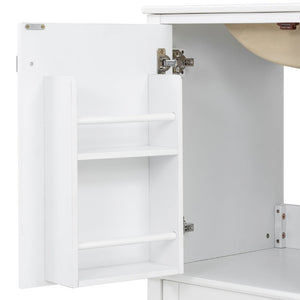 English Elm 30 Inch Freestanding Bathroom Vanity Solid Wood Frame Ceramic Sink Soft Close Storage White N729P370363K