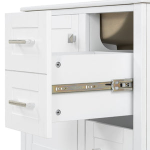 English Elm 30 Inch Freestanding Bathroom Vanity Solid Wood Frame Ceramic Sink Soft Close Storage White N729P370363K