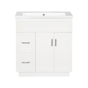 English Elm [video]30-inch Freestanding Bathroom Vanity White Mdf Soft Close Resin Sink Included N729P396834K