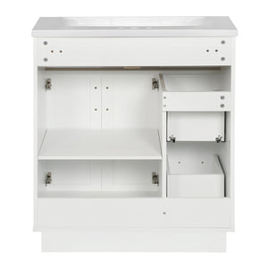English Elm [video]30-inch Freestanding Bathroom Vanity White Mdf Soft Close Resin Sink Included N729P396834K