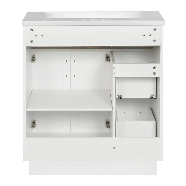 English Elm [video]30-inch Freestanding Bathroom Vanity White Mdf Soft Close Resin Sink Included N729P396834K