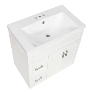 English Elm [video]30-inch Freestanding Bathroom Vanity White Mdf Soft Close Resin Sink Included N729P396834K
