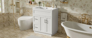 English Elm [video]30-inch Freestanding Bathroom Vanity White Mdf Soft Close Resin Sink Included N729P396834K