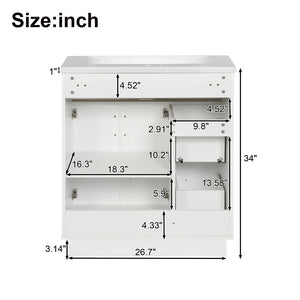 English Elm [video]30-inch Freestanding Bathroom Vanity White Mdf Soft Close Resin Sink Included N729P396834K
