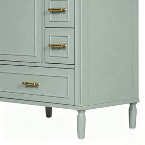 English Elm 24 Inch Olive Bathroom Vanity Ceramic Sink Gold Hardware 3 Drawers Soft Close Green N729P461477F