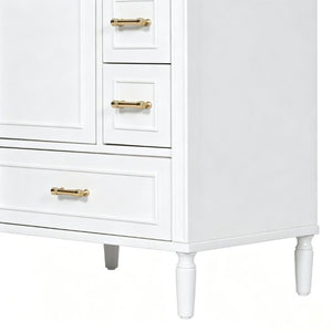 English Elm 24 Inch Olive Bathroom Vanity Ceramic Sink Gold Hardware 3 Drawers Soft Close White N729P461477K