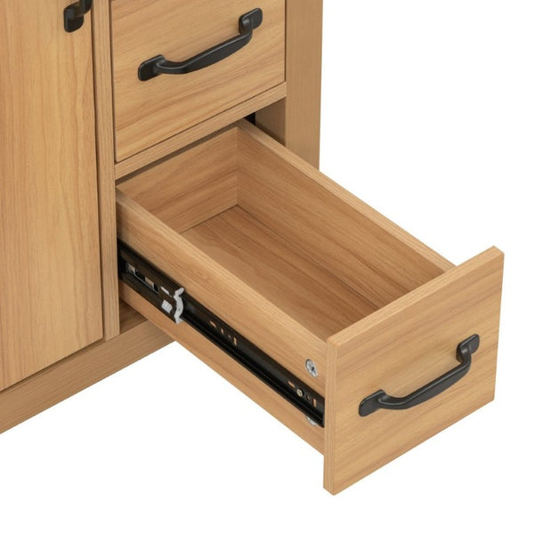 English Elm 24 Inch Freestanding Bathroom Vanity with Ceramic Sink Soft Close Storage Cabinet N729P488577N
