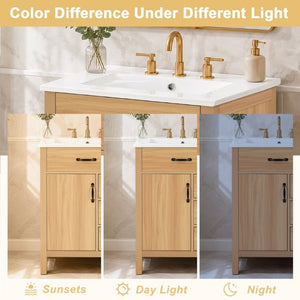 English Elm 24 Inch Freestanding Bathroom Vanity with Ceramic Sink Soft Close Storage Cabinet N729P488577N