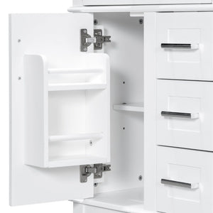 English Elm 24 Inch Freestanding Vanity Solid Wood Cabinet Ceramic Sink Four Drawer Bath Storage White N729P488872K
