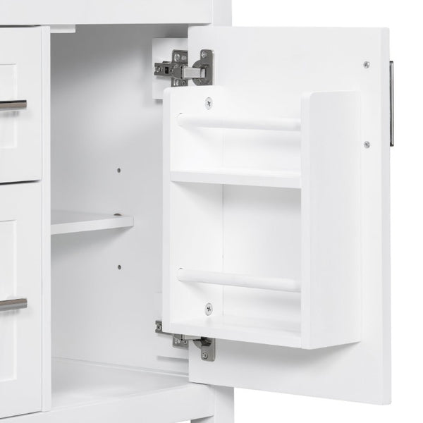 English Elm 24 Inch Bathroom Vanity Solid Wood MDF Cabinet Ceramic Sink Silver Modern Storage White N729P488873K