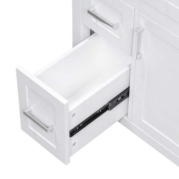 English Elm 24 Inch Bathroom Vanity Solid Wood MDF Cabinet Ceramic Sink Silver Modern Storage White N729P488873K