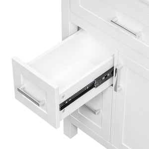 English Elm 24 Inch Bathroom Vanity Solid Wood MDF Cabinet Ceramic Sink Silver Modern Storage White N729P488873K