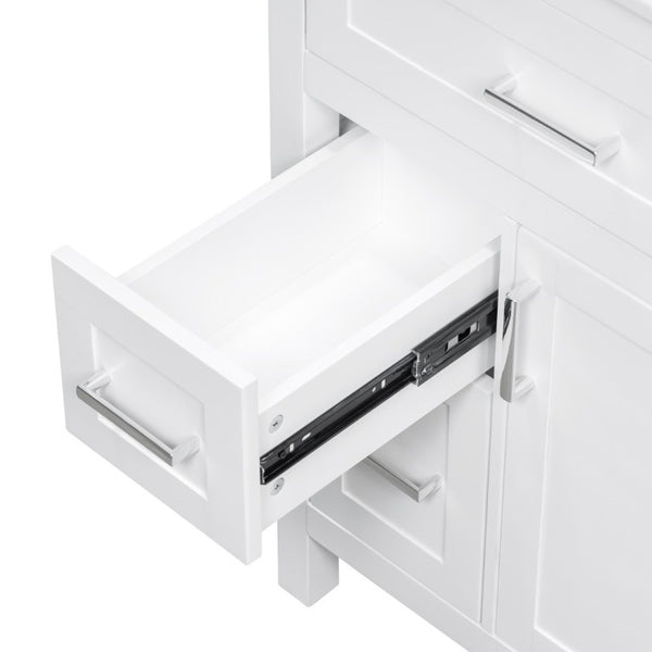 English Elm 24 Inch Bathroom Vanity Solid Wood MDF Cabinet Ceramic Sink Silver Modern Storage White N729P488873K