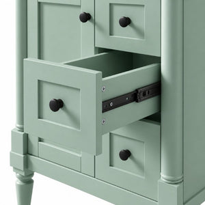 English Elm 24 Inch Modern Bathroom Vanity Solid Pine Cabinet Ceramic Sink Soft Close Storage Green N729P515976F