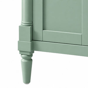 English Elm 24 Inch Modern Bathroom Vanity Solid Pine Cabinet Ceramic Sink Soft Close Storage Green N729P515976F