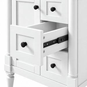 English Elm 24 Inch Modern Bathroom Vanity Solid Pine Cabinet Ceramic Sink Soft Close Storage White N729P515976K