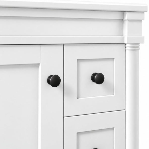 English Elm 24 Inch Modern Bathroom Vanity Solid Pine Cabinet Ceramic Sink Soft Close Storage White N729P515976K
