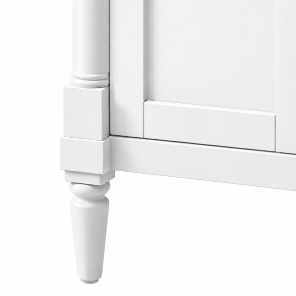 English Elm 24 Inch Modern Bathroom Vanity Solid Pine Cabinet Ceramic Sink Soft Close Storage White N729P515976K