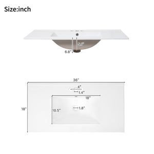 English Elm 36 Inch Matte Black Freestanding Bathroom Vanity with Ceramic Sink and Soft Close Doors N729P519589B