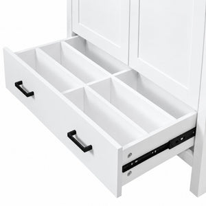 English Elm 36 Inch White MDF Bathroom Vanity with Ceramic Sink Soft Close Doors and Drawer N729P519589K