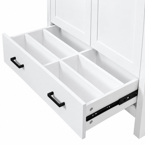 English Elm 36 Inch White MDF Bathroom Vanity with Ceramic Sink Soft Close Doors and Drawer N729P519589K