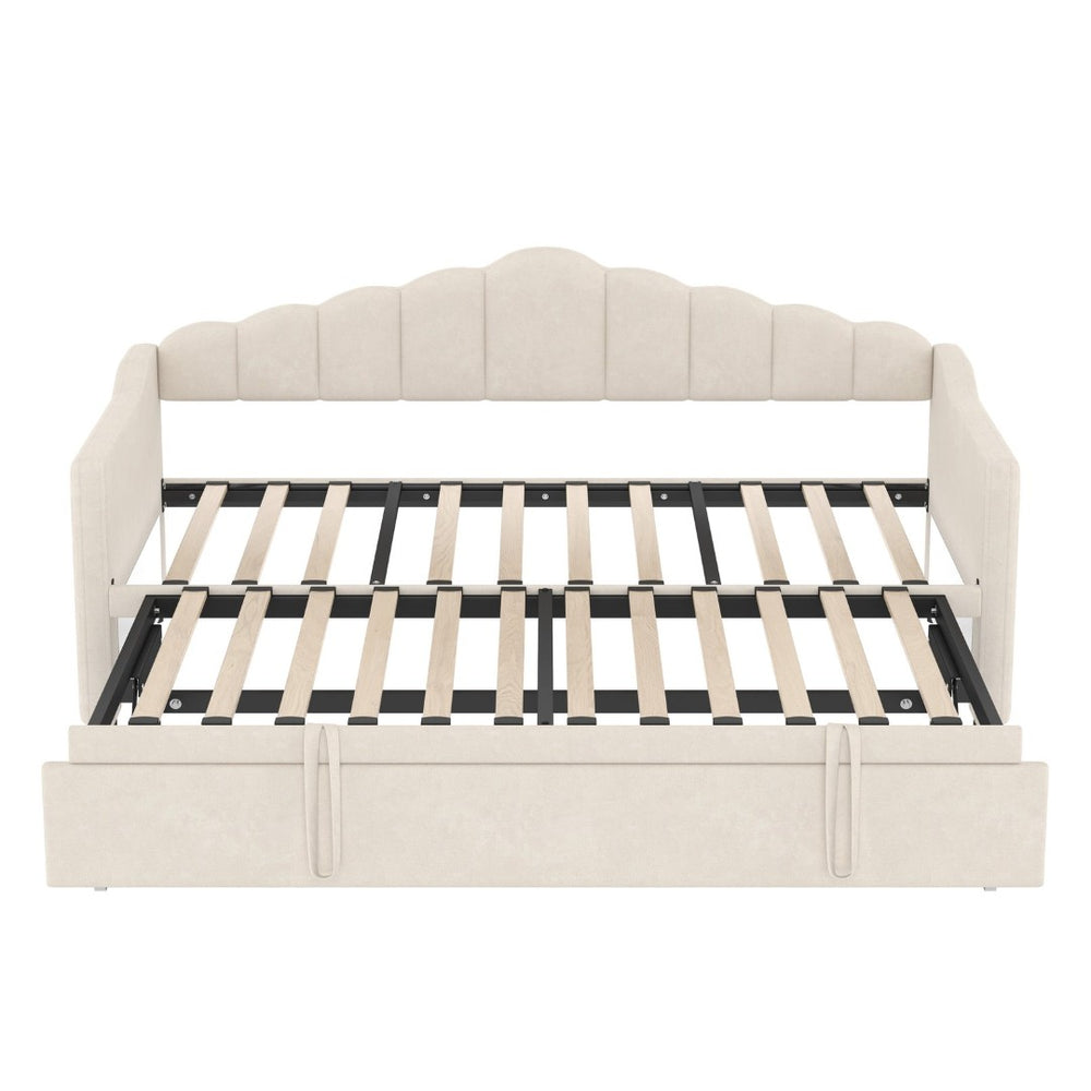 English Elm N733s285118a,box1 Twin Upholstered Daybed with Pop-Up Trundle and USB Charging Station Let Me Count: = 17, Space = 1, = 4, = 1, = 11, = 1, = 6, = 1, = 4, = 1, = 6, N733P285118A