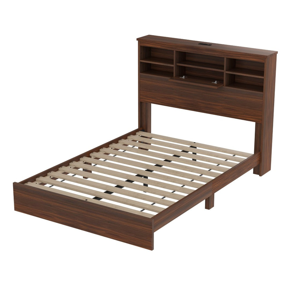 English Elm N733s307937w,box1-bed Queen Bedroom Set Wood Finish Charging Headboard and Storage N733P307937W
