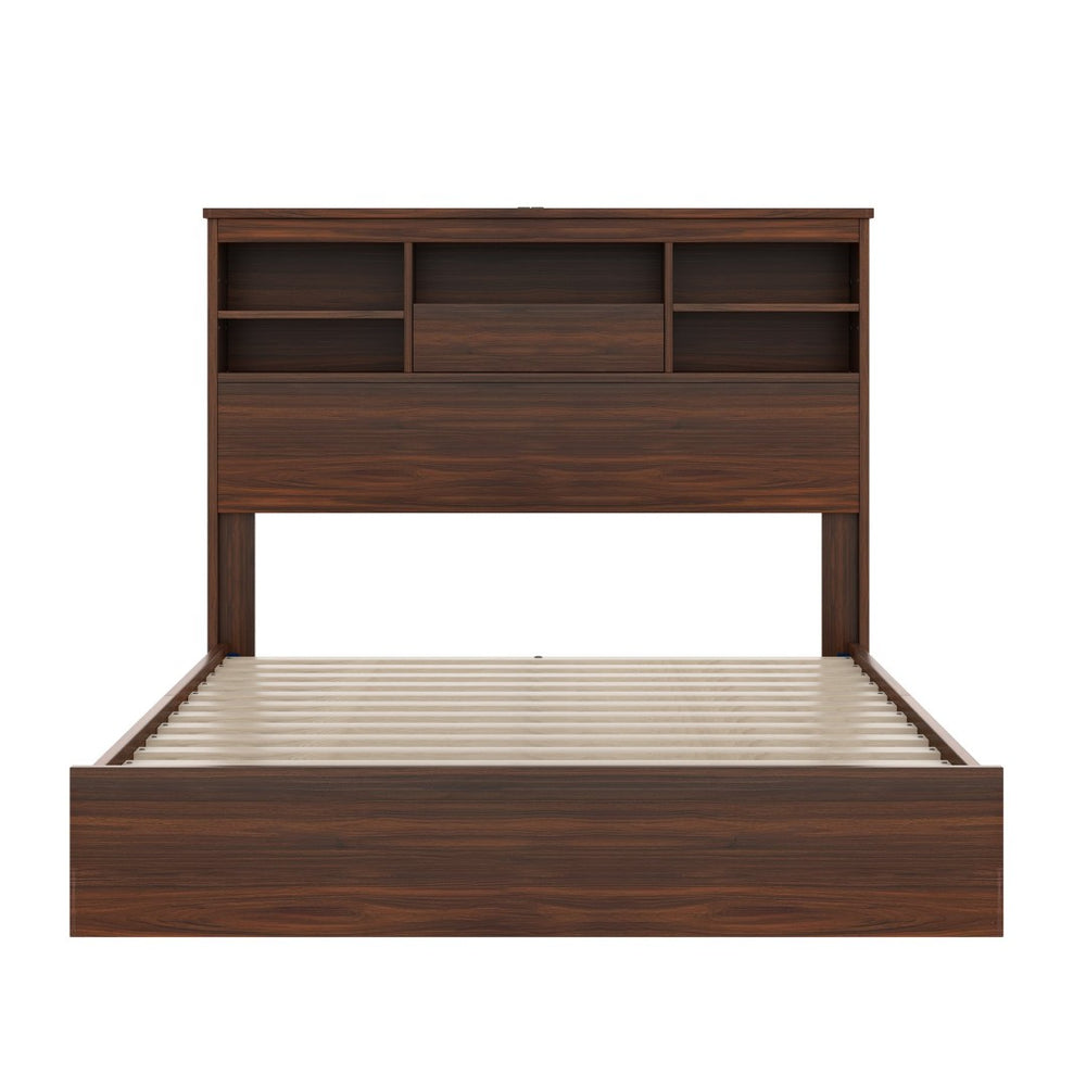English Elm N733s307937w,box1-bed Queen Bedroom Set Wood Finish Charging Headboard and Storage N733P307937W