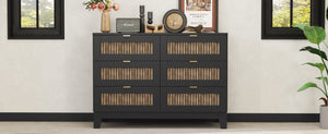 English Elm N733s369050b, Farmhouse Bedroom Set with Black Lacquer Finish and Wood Strip Detailing N733P369050B