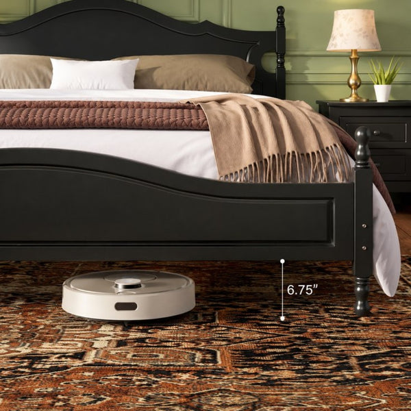 English Elm King Platform Bed Retro Wood Grain Headboard Solid Pine Frame No Box Spring Black N733P421988B