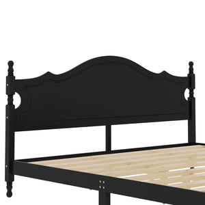 English Elm King Platform Bed Retro Wood Grain Headboard Solid Pine Frame No Box Spring Black N733P421988B