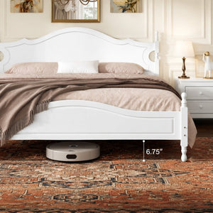 English Elm King Platform Bed Retro Wood Grain Headboard Solid Pine Frame No Box Spring White N733P421988K
