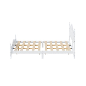 English Elm King Platform Bed Retro Wood Grain Headboard Solid Pine Frame No Box Spring White N733P421988K