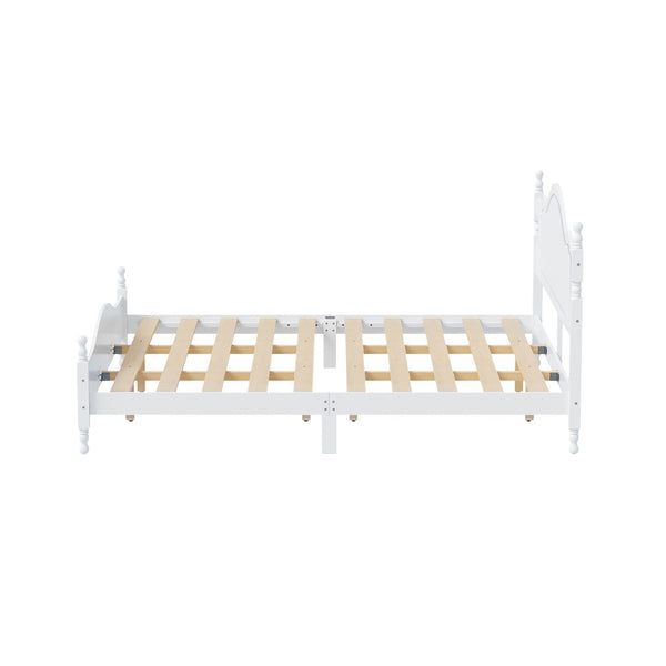 English Elm King Platform Bed Retro Wood Grain Headboard Solid Pine Frame No Box Spring White N733P421988K