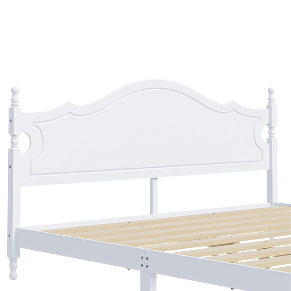 English Elm King Platform Bed Retro Wood Grain Headboard Solid Pine Frame No Box Spring White N733P421988K