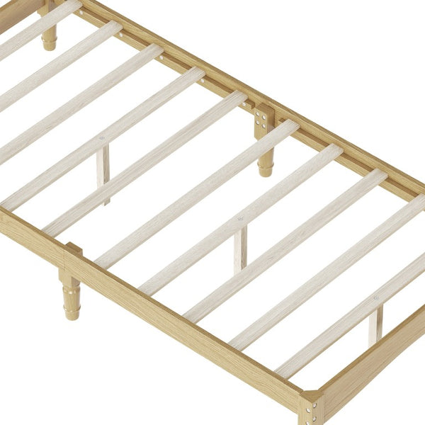 English Elm Twin Rubberwood Platform Bed Gourd Headboard Retro Style Natural Finish Bedroom N733P427029M