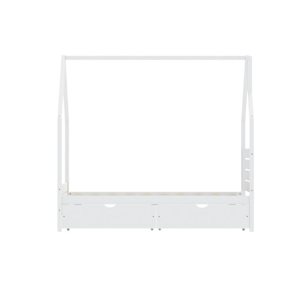 English Elm Twin Montessori Floor Bed Upholstered Platform with Wraparound Padded Rails Low Profile White Wood N733P430735K