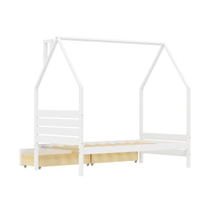 English Elm Twin Montessori Floor Bed Upholstered Platform with Wraparound Padded Rails Low Profile White Wood N733P430735K
